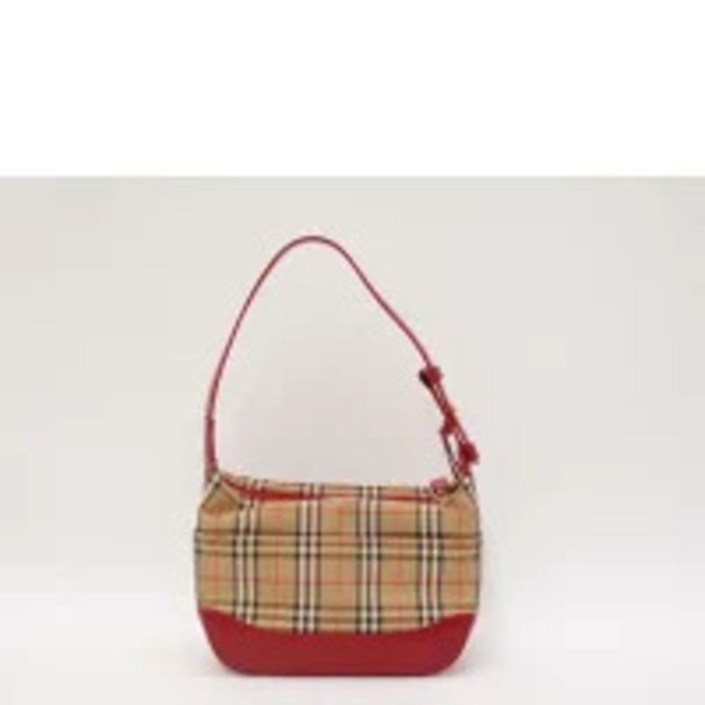 Burberry Red Check Haymarket Bag Hobo Red